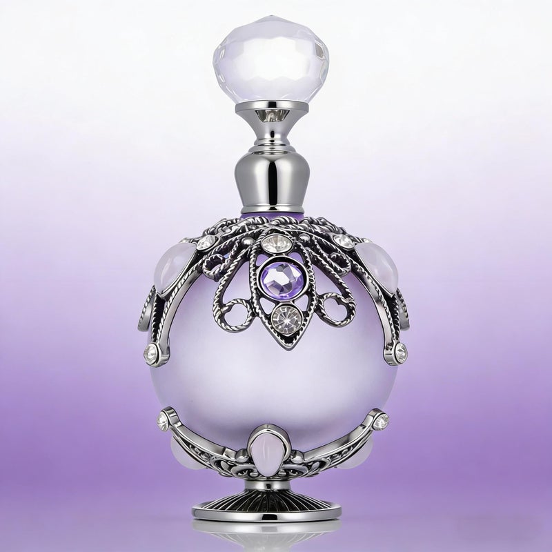 Sevenbees Vintage Perfume Bottle Refillable Empty Purple Perfume Bottles With Hollow-Out Diamond-Embellished Pattern  Suitable For Refilling  Travel-Sized Valentine Decor Gifts - Image 1