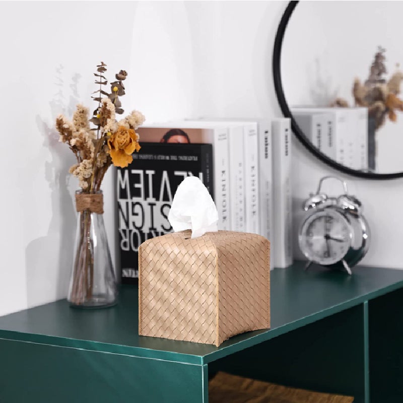 Woven Tissue Box Holder Compact Drawstring Design - Luxury Paper Holder for Home Car Table Decoration - Image 3
