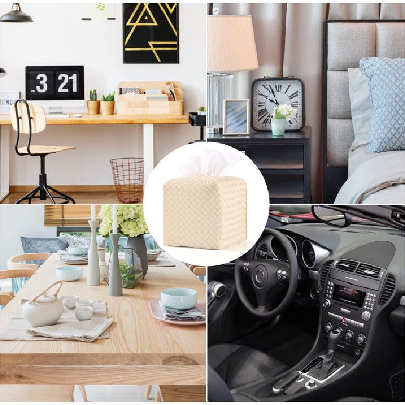 Woven Tissue Box Holder Compact Drawstring Design - Luxury Paper Holder for Home Car Table Decoration - Image 5