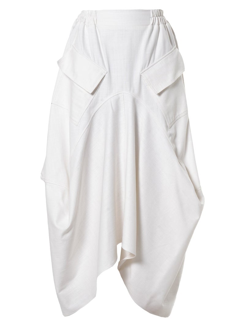 Metamorphoza Asymmetrical Long Denim Skirt In White - Image 2