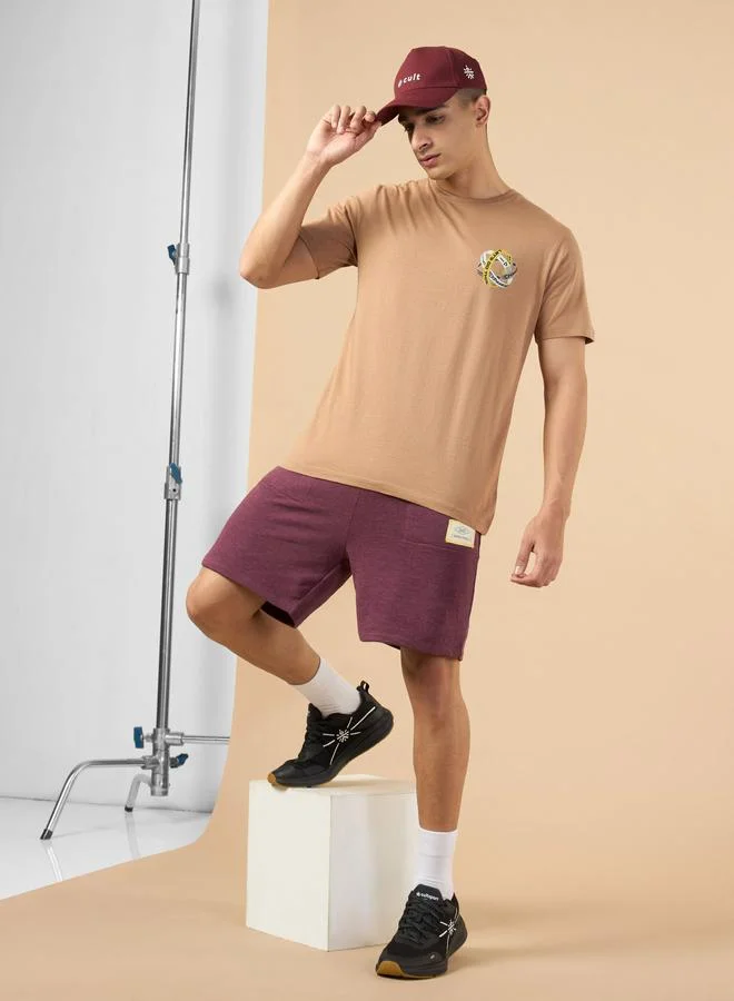 Cult Men Brown Graphic Print Short Sleeve T-Shirt