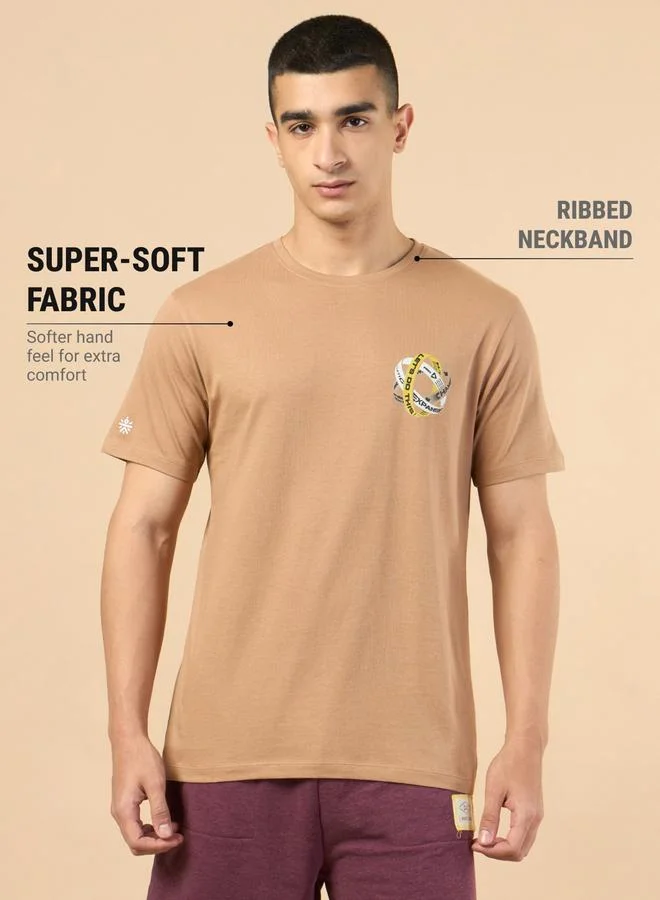 Cult Men Brown Graphic Print Short Sleeve T-Shirt