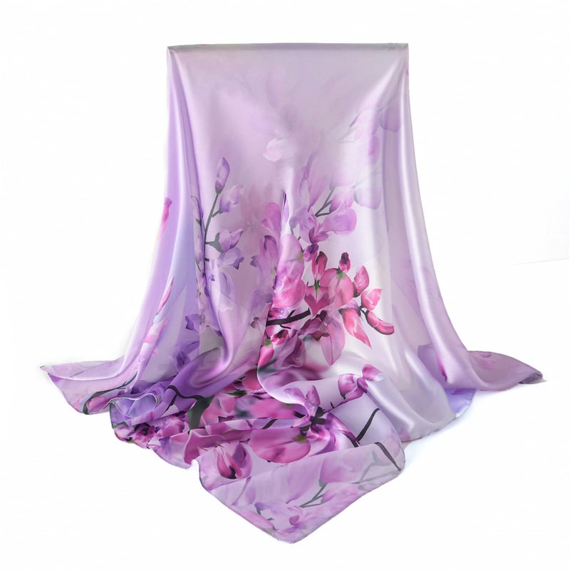 vimate 100% Pure Mulberry Silk Scarf 35" Large Square Lightweight Headscarf â€“Womenâ€™s Hair Wraps-With Gift Packed (Style-42) - Image 1