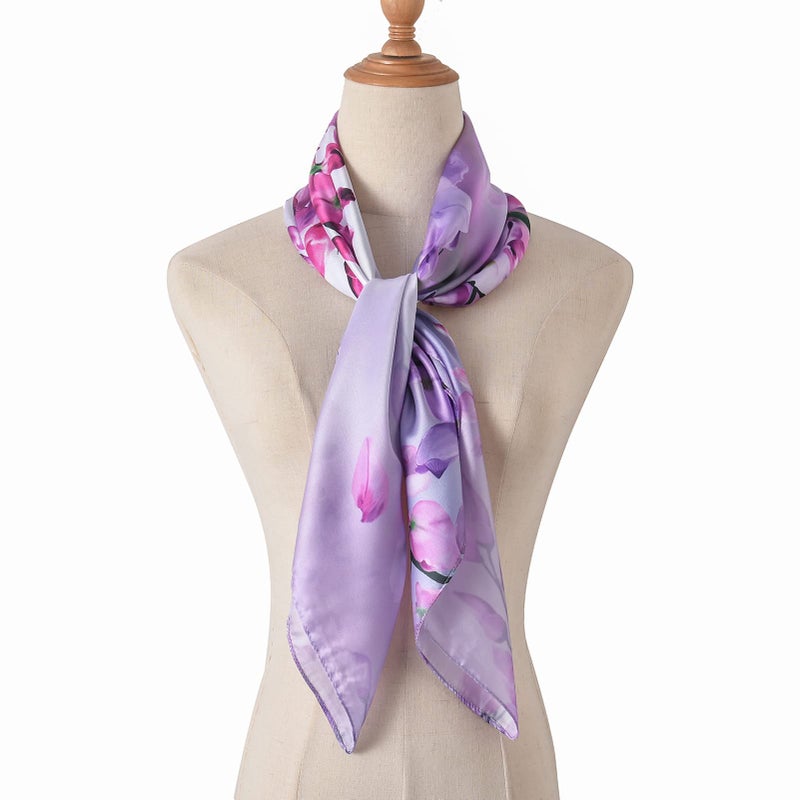 vimate 100% Pure Mulberry Silk Scarf 35" Large Square Lightweight Headscarf â€“Womenâ€™s Hair Wraps-With Gift Packed (Style-42) - Image 2