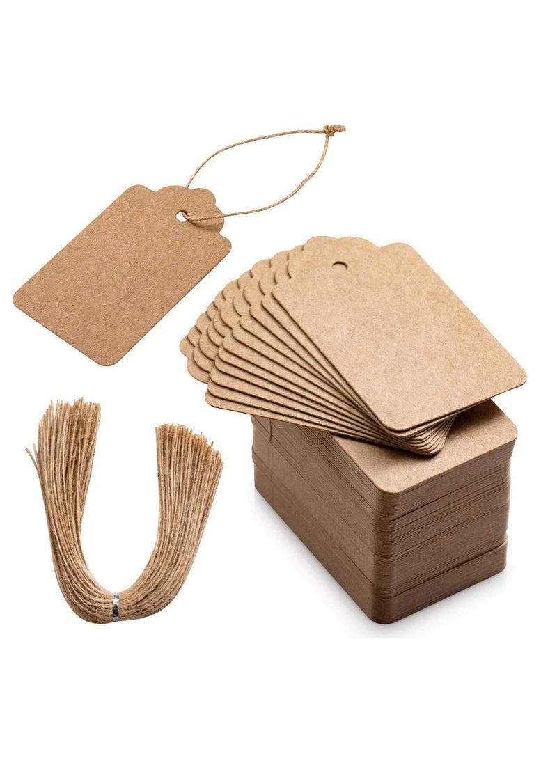 200pcs Premium Gift Tags Double Sided Available Kraft Paper Price Tags with 200 Root Natural Jute Twine Craft Tags Labels Treats Tags for Wedding  - Image 1