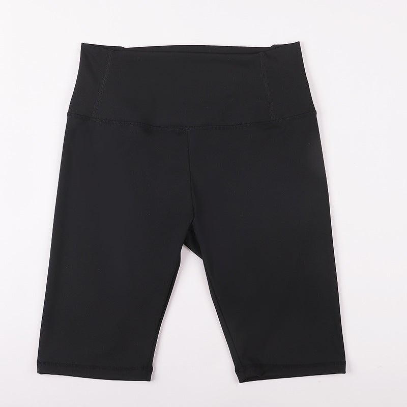 Generic Europe and the United States cross-border summer hip high waist stretch pants sports fitness peach feet yoga cycling shorts women Black - Image 1