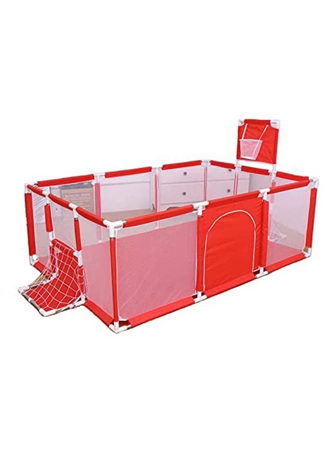 Yameem Baby Fence with Basketball Hoop Large Zippered Safety Play Area Gate for Crawling and Playing with 30 balls  - Image 1