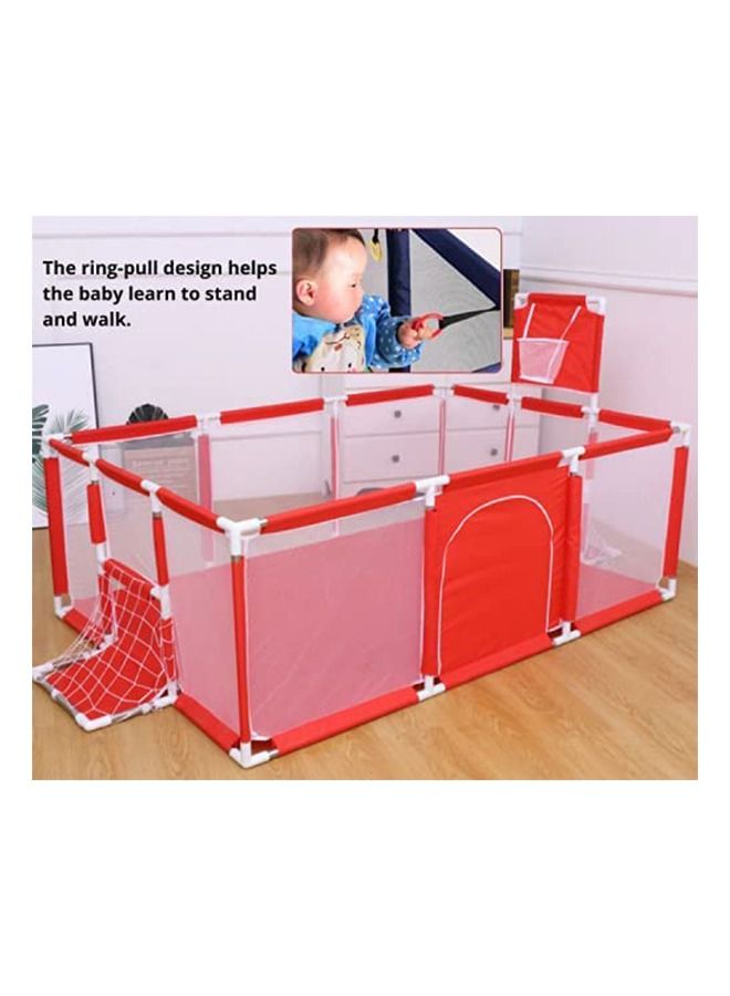 Yameem Baby Fence with Basketball Hoop Large Zippered Safety Play Area Gate for Crawling and Playing with 30 balls  - Image 2