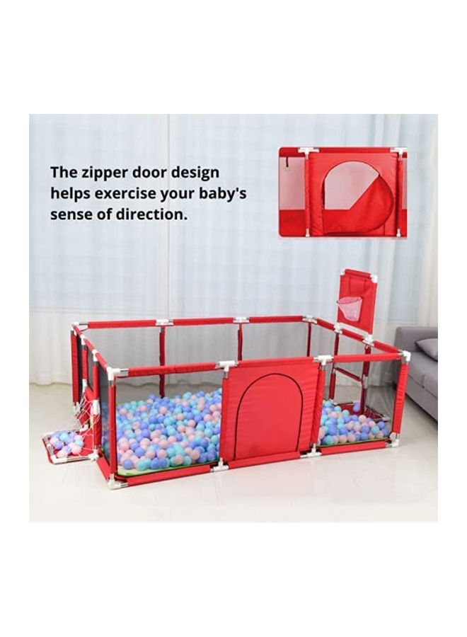 Yameem Baby Fence with Basketball Hoop Large Zippered Safety Play Area Gate for Crawling and Playing with 30 balls  - Image 3