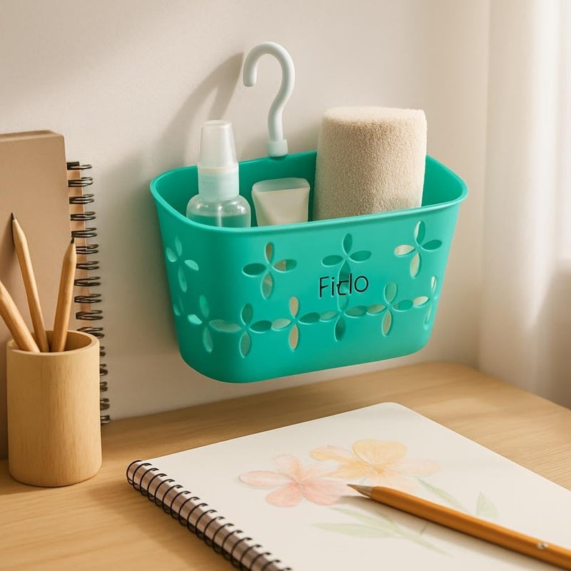 FITTO Bathroom Storage Rack Green - Wall Mounted Organizer for Towels and Toiletries - Image 2