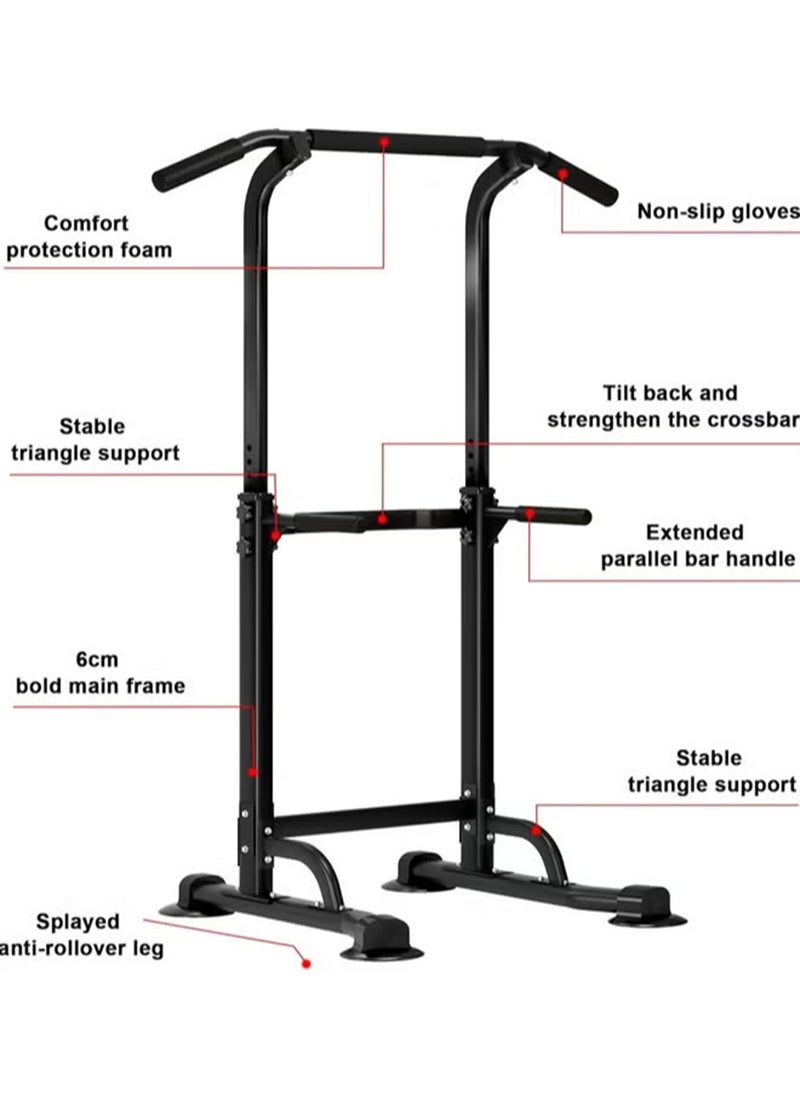 EzzySo - Power Tower Pull Up Bar And Dip Station Adjustable Height Dip Stand Multi-Functional Strength Training Fitness Workout Station Arm Muscle Exercise Body Shaping - Image 1