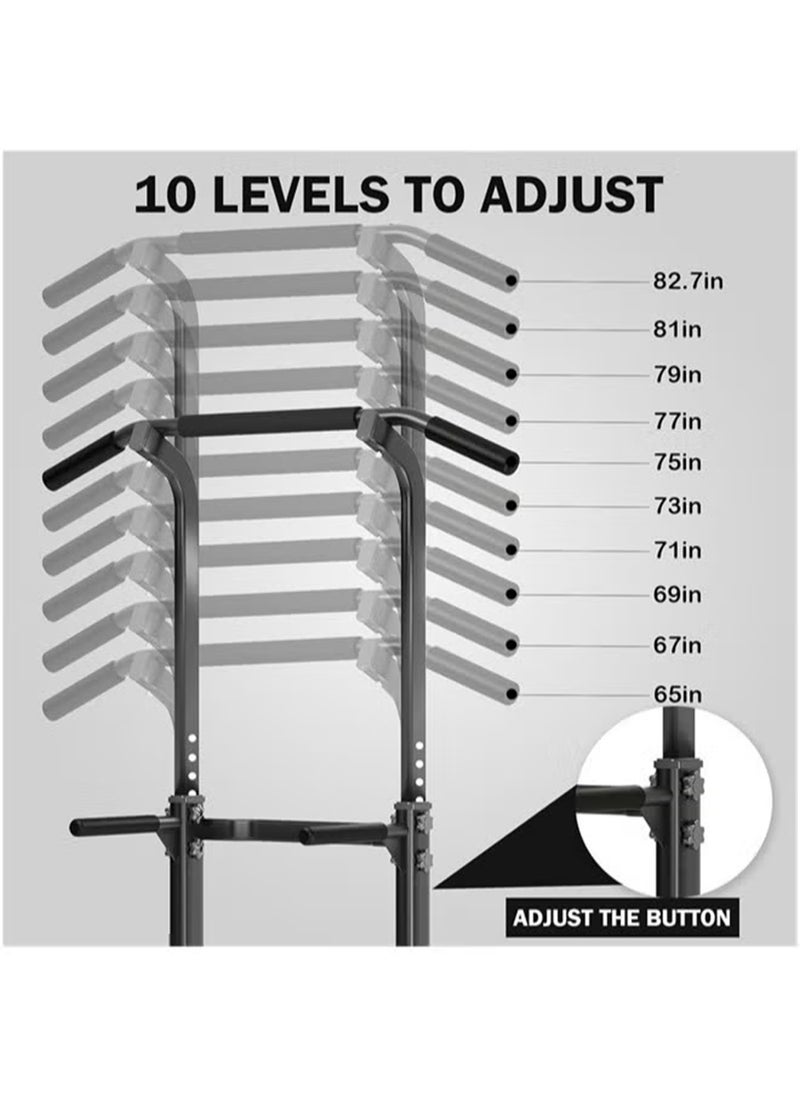EzzySo - Power Tower Pull Up Bar And Dip Station Adjustable Height Dip Stand Multi-Functional Strength Training Fitness Workout Station Arm Muscle Exercise Body Shaping - Image 1