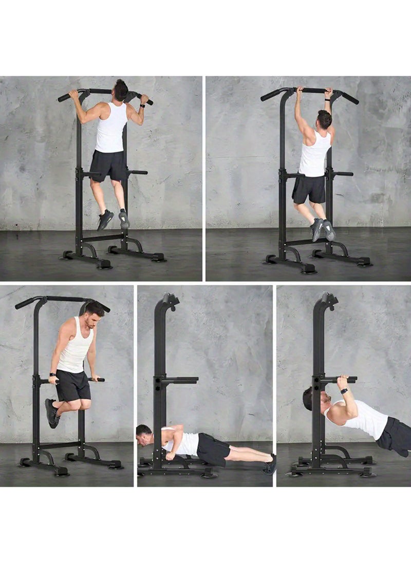 EzzySo - Power Tower Pull Up Bar And Dip Station Adjustable Height Dip Stand Multi-Functional Strength Training Fitness Workout Station Arm Muscle Exercise Body Shaping - Image 1