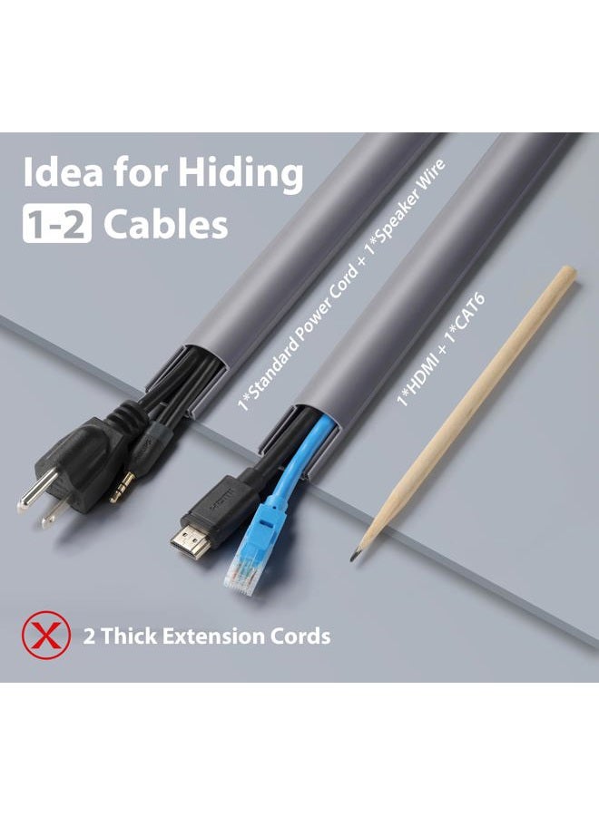 ZhiYo Cord Covers for Wires on Wall, 39in(3 x L13in) Cable Hider for Hiding 1-2 Cables, PVC Wire Covers for Cords on Wall Mount TV in Home or Office, Grey W1in x H0.41in - Image 3