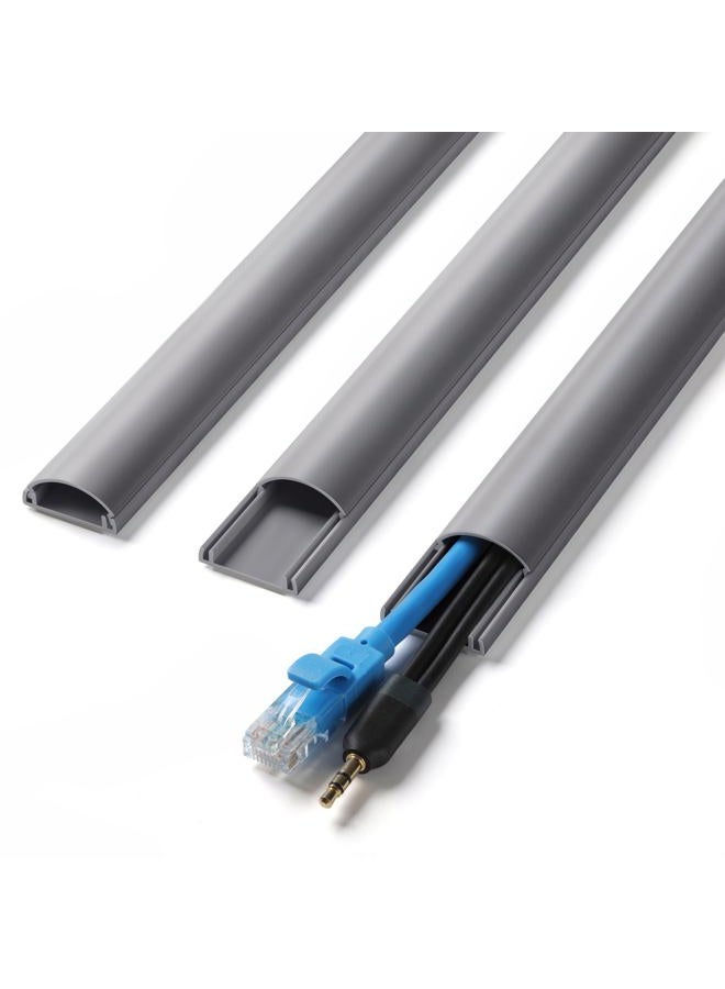 ZhiYo Cord Covers for Wires on Wall, 39in(3 x L13in) Cable Hider for Hiding 1-2 Cables, PVC Wire Covers for Cords on Wall Mount TV in Home or Office, Grey W1in x H0.41in - Image 1