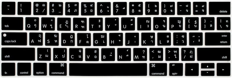 WYGCH Thai Language Keyboard Cover Skin for MacBook Pro 13 15 inch 2019 2018 2017 and 2016 with Touch Bar and Touch ID Model: A2159 A1989 A1706/A1990 A1707, USA Version - Image 1