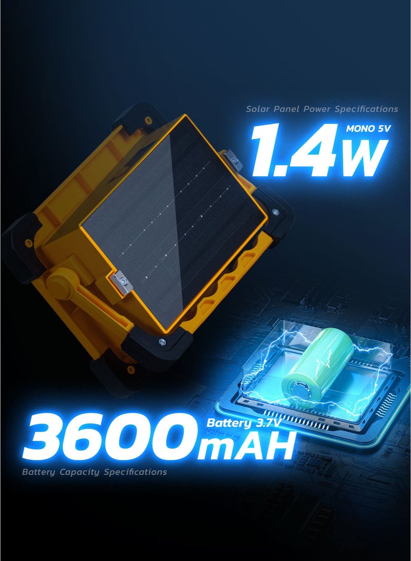 MODI Solar Work Light  70 LED 6500K Floodlight with Magnetic Base – USB Rechargeable – 3600mAh Battery – 4 Lighting Modes – Waterproof IP64 – Camping, Emergency, Outdoor Use - Image 5