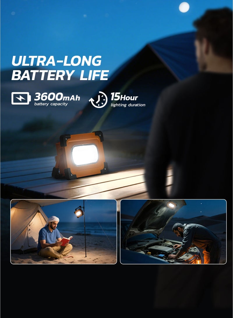 MODI Solar Work Light  70 LED 6500K Floodlight with Magnetic Base – USB Rechargeable – 3600mAh Battery – 4 Lighting Modes – Waterproof IP64 – Camping, Emergency, Outdoor Use - Image 1