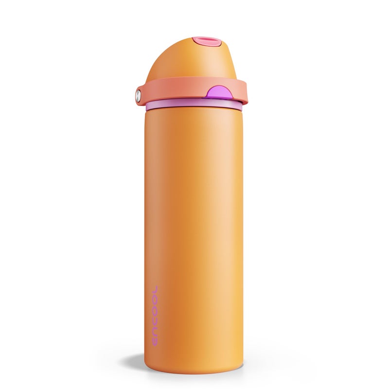 ENCOOL Insulated Water Bottle with Straw - Encool Stainless Steel Water Bottle with Push Button Lid, Leak-Proof & BPA-Free, Keeps Cold for 24 Hours for Sports, Travel, Gym (24 oz, Tiger Eye) - Image 1