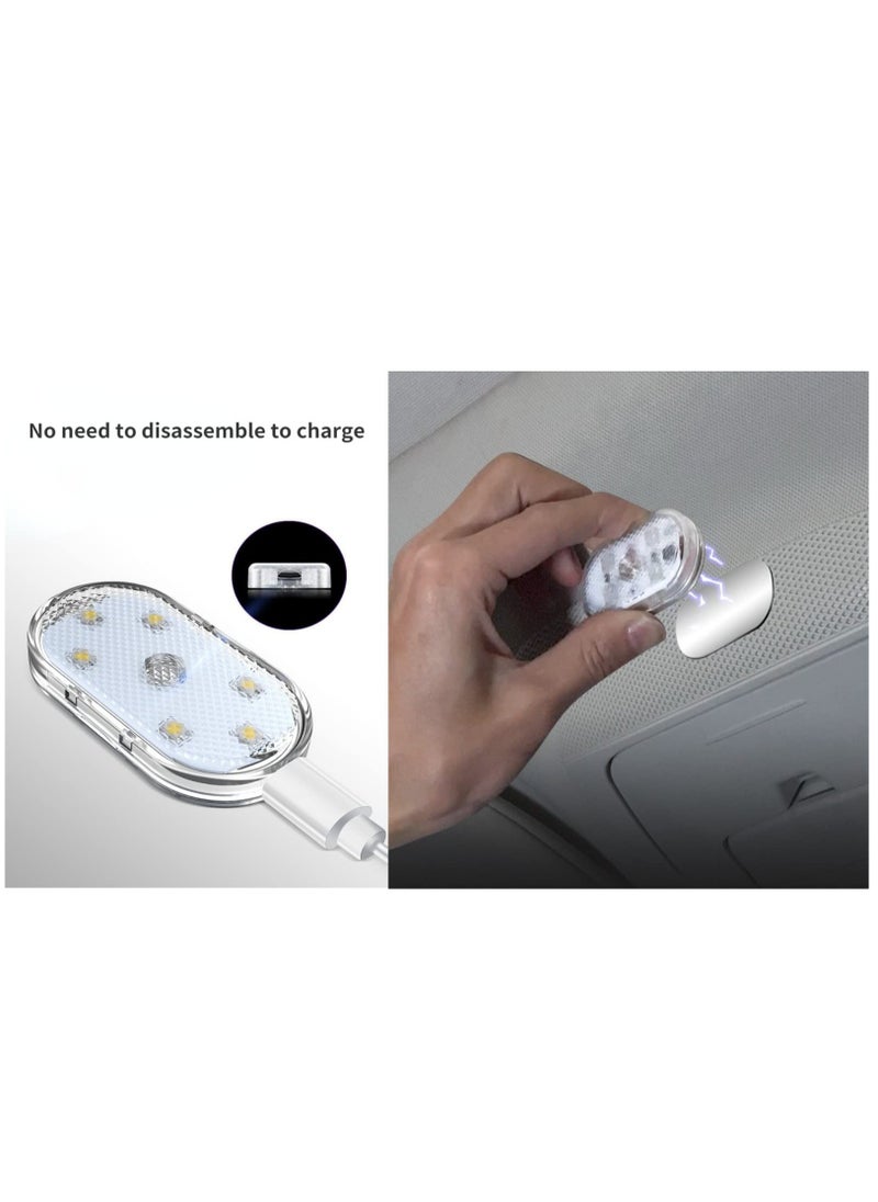 KASTWAVE قطعتان من مصابيح LED الداخلية للسيارة، 7 ألوان من مصابيح LED الداخلية للسيارة مع 6 حبات مصباح LED ساطعة، مصباح قراءة ليلي محمول لأجواء السيارة الداخلية، إضاءة قابلة لإعادة الشحن عبر USB (7 أضواء ملونة)  - Image 4