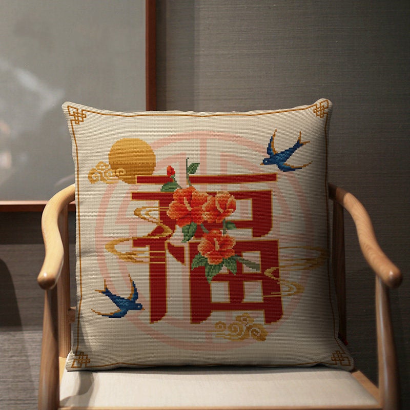 Cross-Stitch Pillow Three-Sided Open Pillowcase Manufacturer Douyin Kuaishou Xiaohongshu Dropshipping Line Embroidery - Image 3