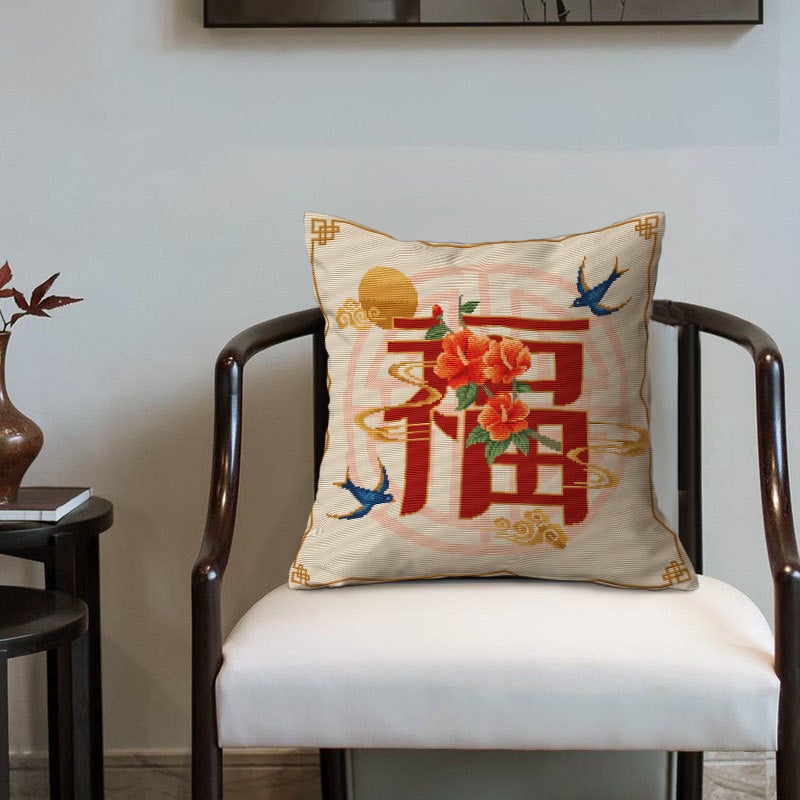 Cross-Stitch Pillow Three-Sided Open Pillowcase Manufacturer Douyin Kuaishou Xiaohongshu Dropshipping Line Embroidery - Image 4