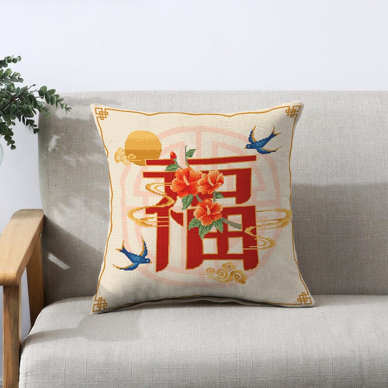 Cross-Stitch Pillow Three-Sided Open Pillowcase Manufacturer Douyin Kuaishou Xiaohongshu Dropshipping Line Embroidery - Image 5