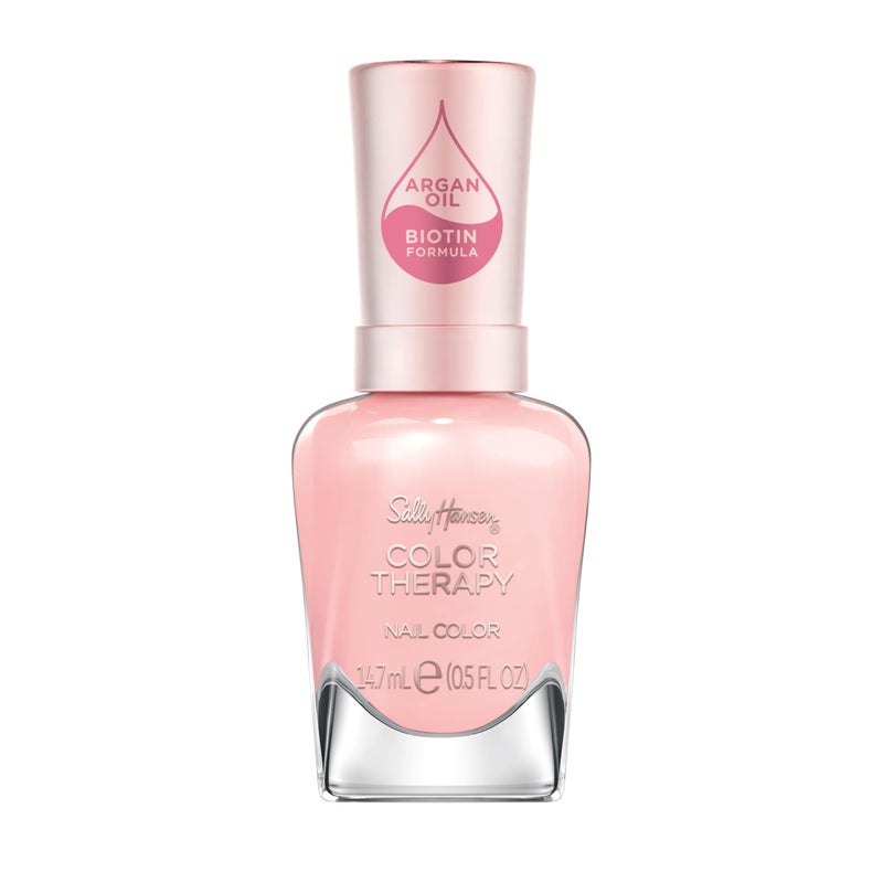 Sally Hansen Color Therapy Nail Polish | Biotin, Argan Oil, Long Lasting, Healthy Nails, Nail Strengthener, Semi-Opaque | 220 Rosy Quartz | Rosy Pink Nail Color - Image 1