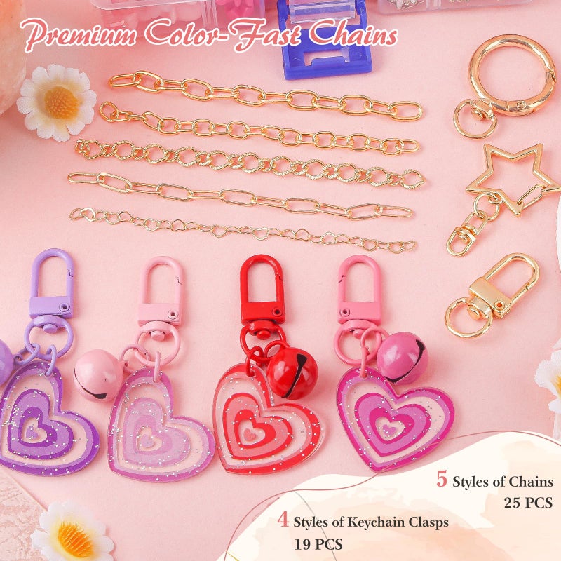 Ecoofor 458 Pcs Keychain Making Kit â€” Includes 19 Keychain Clips, 25 Extender Chains, 80 Charms, Beading Accessories, Jewelry Pliers â€” DIY Bag Charms & Jewelry Craft Kit Supplies - Image 2