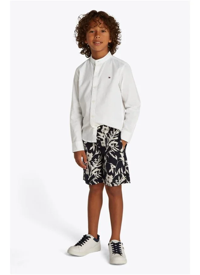 تومي هيلفيغر Kids Linen Blend Relaxed Long Sleeve Shirt