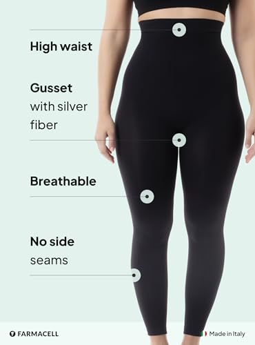 Farmacell 133 (Black, S/M) High Waisted Leggings for Women, Anti-Cellulite Massage, Made in Italy - Image 4