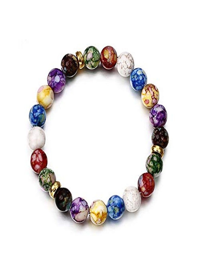 FORUBUS 7 Chakra Lava Rock Strand Bracelet - 8mm Natural Stone Chakra Beaded Stretch Bracelet for Aromatherapy Essential Oil Diffuser Jewelry (Colorful) - Image 3