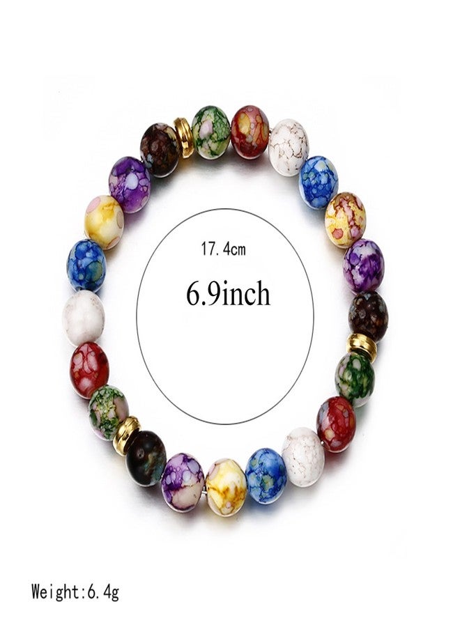 FORUBUS 7 Chakra Lava Rock Strand Bracelet - 8mm Natural Stone Chakra Beaded Stretch Bracelet for Aromatherapy Essential Oil Diffuser Jewelry (Colorful) - Image 4