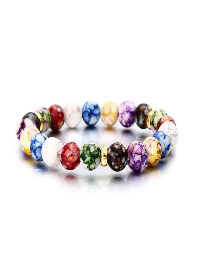 FORUBUS 7 Chakra Lava Rock Strand Bracelet - 8mm Natural Stone Chakra Beaded Stretch Bracelet for Aromatherapy Essential Oil Diffuser Jewelry (Colorful) - Image 1