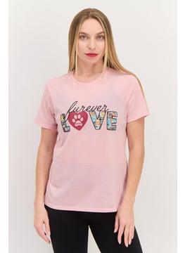 Women Sportswear Fit Short Sleeves Outdoors Top, Light Pink