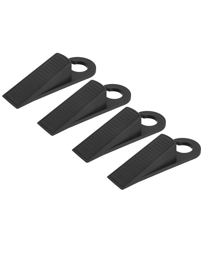 4 Pcs Door Stoppers for Bottom of Door TPR Rubber Door Stopper Wedge Anti Slip, Control The Size of The Door Gaps and Prevent The Lock-Outs (Black) - Image 1