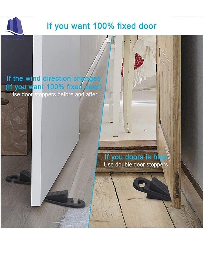 4 Pcs Door Stoppers for Bottom of Door TPR Rubber Door Stopper Wedge Anti Slip, Control The Size of The Door Gaps and Prevent The Lock-Outs (Black) - Image 5