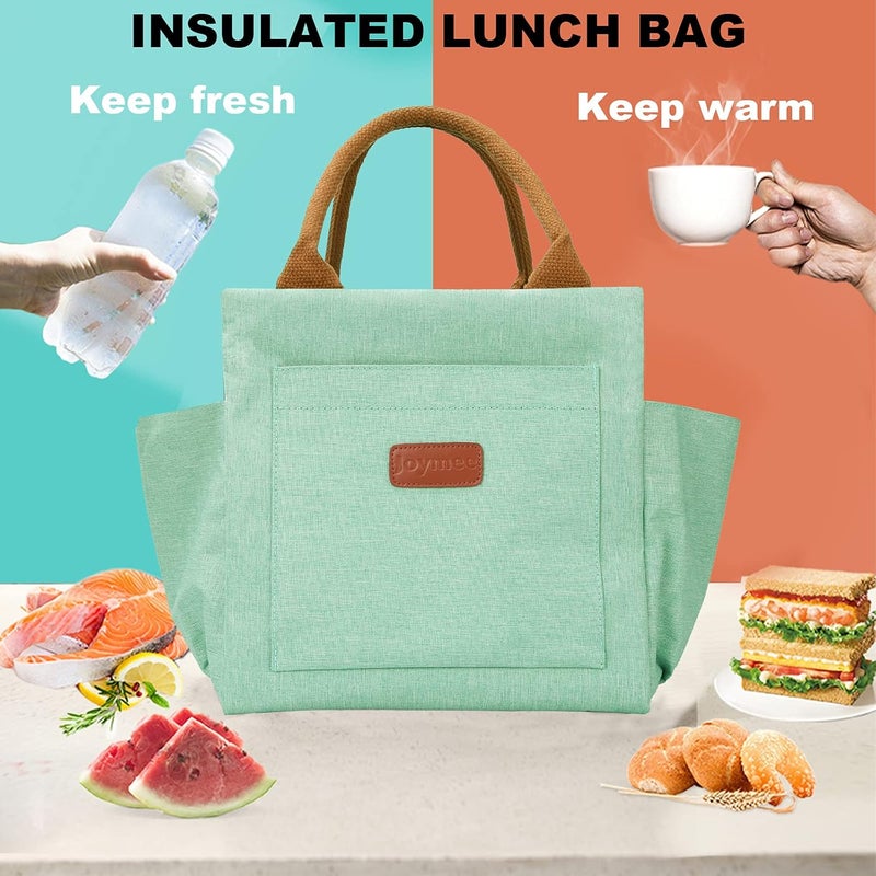 Joymee Lunch Bag Women Insulated Lunch Box Reusable Leakproof Large Spacious Tote for Women Men Adult with Bottle Holder and Side Pockets for Work Picnic Travel - Heather Teal - Image 5