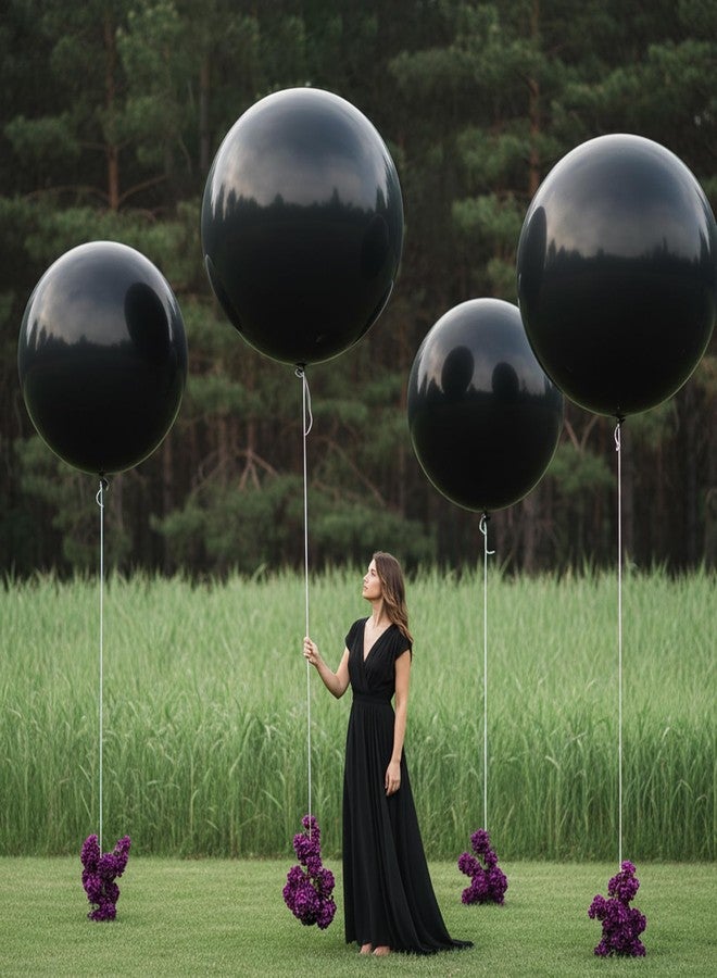 RUBFAC 6 Pack 36 Inch Black Giant Balloons Jumbo Large Latex Balloons for Photo Shoot Birthday Bridal Shower Graduation New Year Party Decorations - Image 4