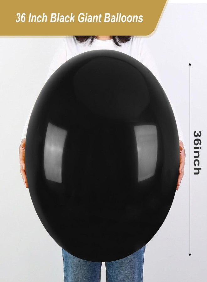 RUBFAC 6 Pack 36 Inch Black Giant Balloons Jumbo Large Latex Balloons for Photo Shoot Birthday Bridal Shower Graduation New Year Party Decorations - Image 2