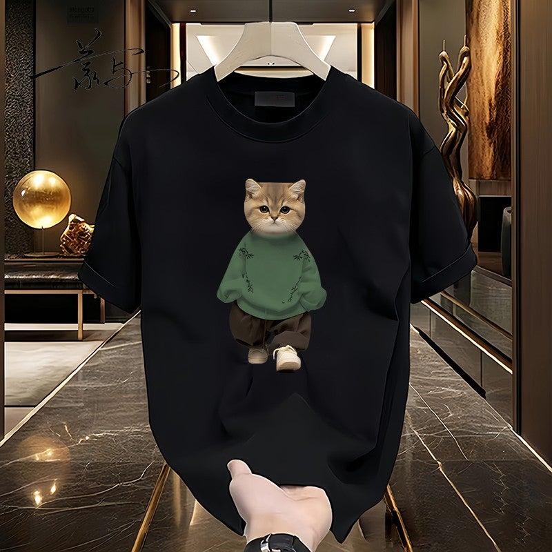 100% pure cotton American fashion brand short-sleeved t-shirt men's summer loose round neck design sense niche versatile top trendy - Image 3