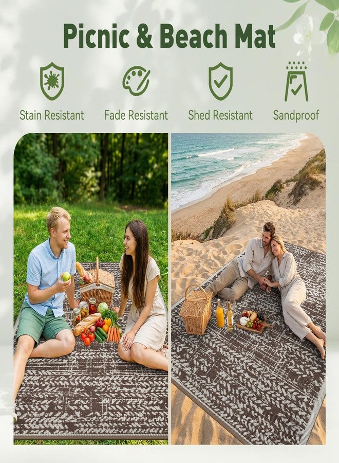 MontVoo Outdoor Rug Waterproof-Patio Rug Mat 5x8 Outdoor Carpet Reversible RV Camping Picnic Plastic Straw Rug Outside Outdoor Area Rug for Balcony Deck Backyard Patio Decor Boho Modern-Brown - Image 5