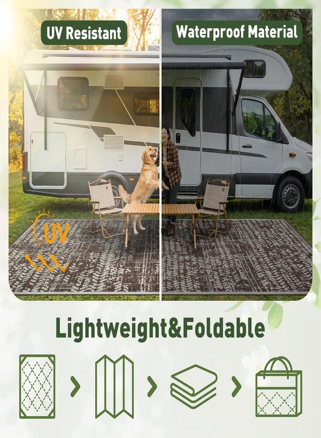 MontVoo Outdoor Rug Waterproof-Patio Rug Mat 5x8 Outdoor Carpet Reversible RV Camping Picnic Plastic Straw Rug Outside Outdoor Area Rug for Balcony Deck Backyard Patio Decor Boho Modern-Brown - Image 3
