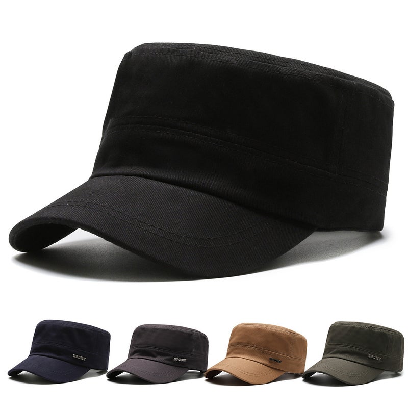 Seasonal Cotton Flat Cap Men Casual Duckbill Sun Hat Army Green  - Image 3