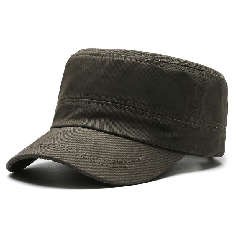 Seasonal Cotton Flat Cap Men Casual Duckbill Sun Hat Army Green  - Image 1