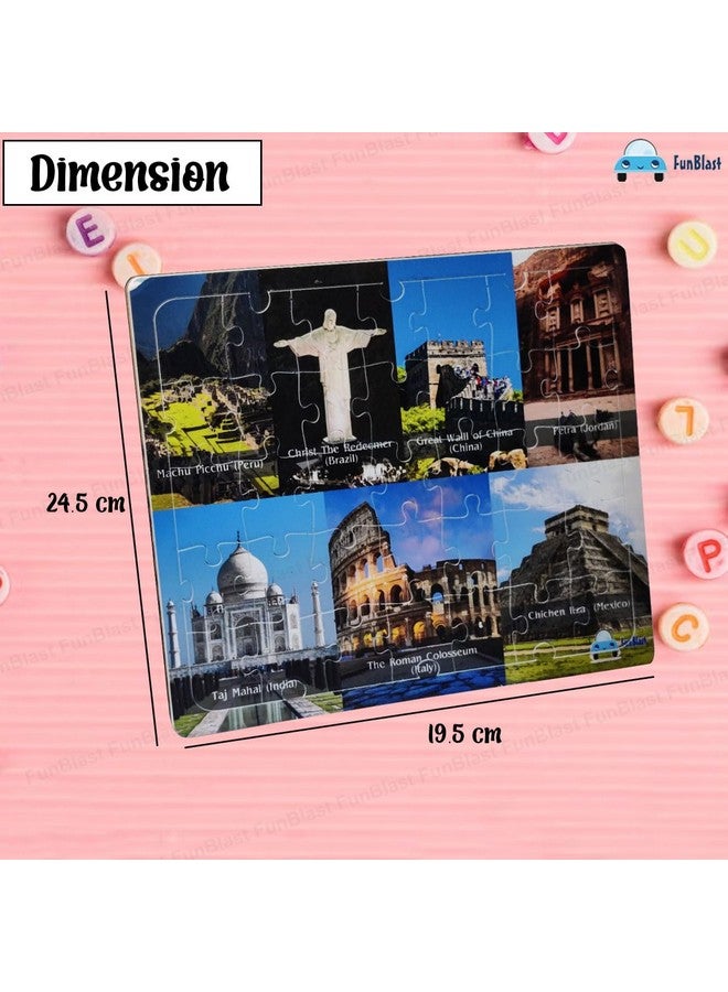 FunBlast Puzzles for Kids - 35 Pcs Seven Wonders Jigsaw Puzzle for Kids of Age 3-5 Years, Acrylic Board Jigsaw Puzzles, Floor Puzzle for Children, Learning and Educational Jigsaw Puzzle Toys (Multicolor) - Image 3