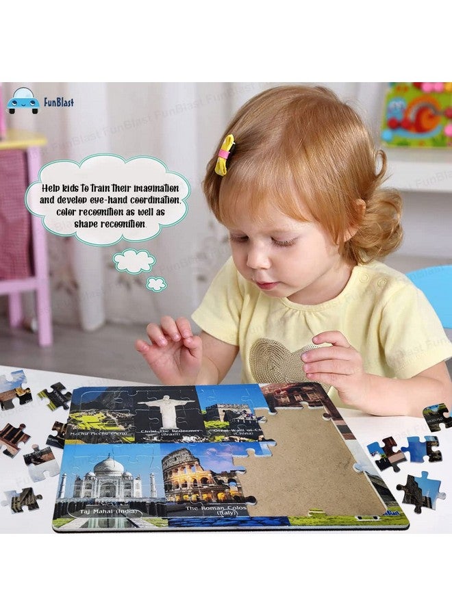 FunBlast Puzzles for Kids - 35 Pcs Seven Wonders Jigsaw Puzzle for Kids of Age 3-5 Years, Acrylic Board Jigsaw Puzzles, Floor Puzzle for Children, Learning and Educational Jigsaw Puzzle Toys (Multicolor) - Image 5