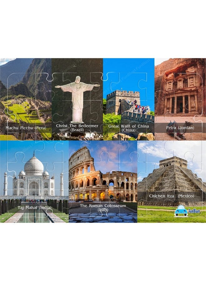 FunBlast Puzzles for Kids - 35 Pcs Seven Wonders Jigsaw Puzzle for Kids of Age 3-5 Years, Acrylic Board Jigsaw Puzzles, Floor Puzzle for Children, Learning and Educational Jigsaw Puzzle Toys (Multicolor) - Image 1