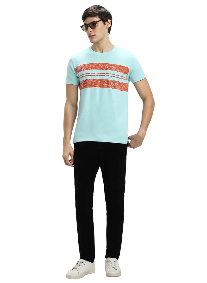 Dennis Lingo Sky Striped T-Shirt for Men - Slim Fit, Cotton