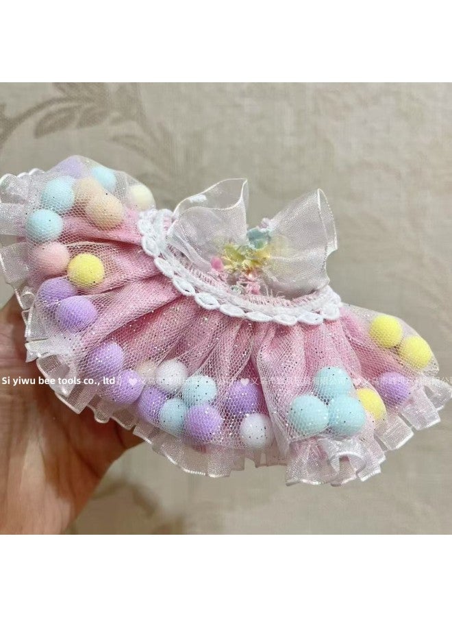 15CM Shirley May Handdog Rab Cloth Skirt Lace Skirt Plush Doll Accessories [Clothes Only]]-Color:Pink Bow Suspender Skirt-Height:Suitable For 13cm Dolls  - Image 5